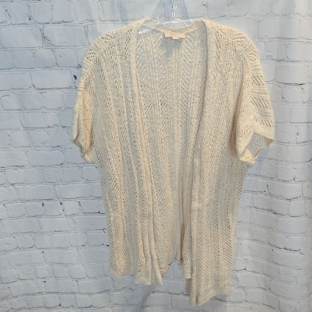 Loft Outlet Short Sleeve Cream Cardigan Size S